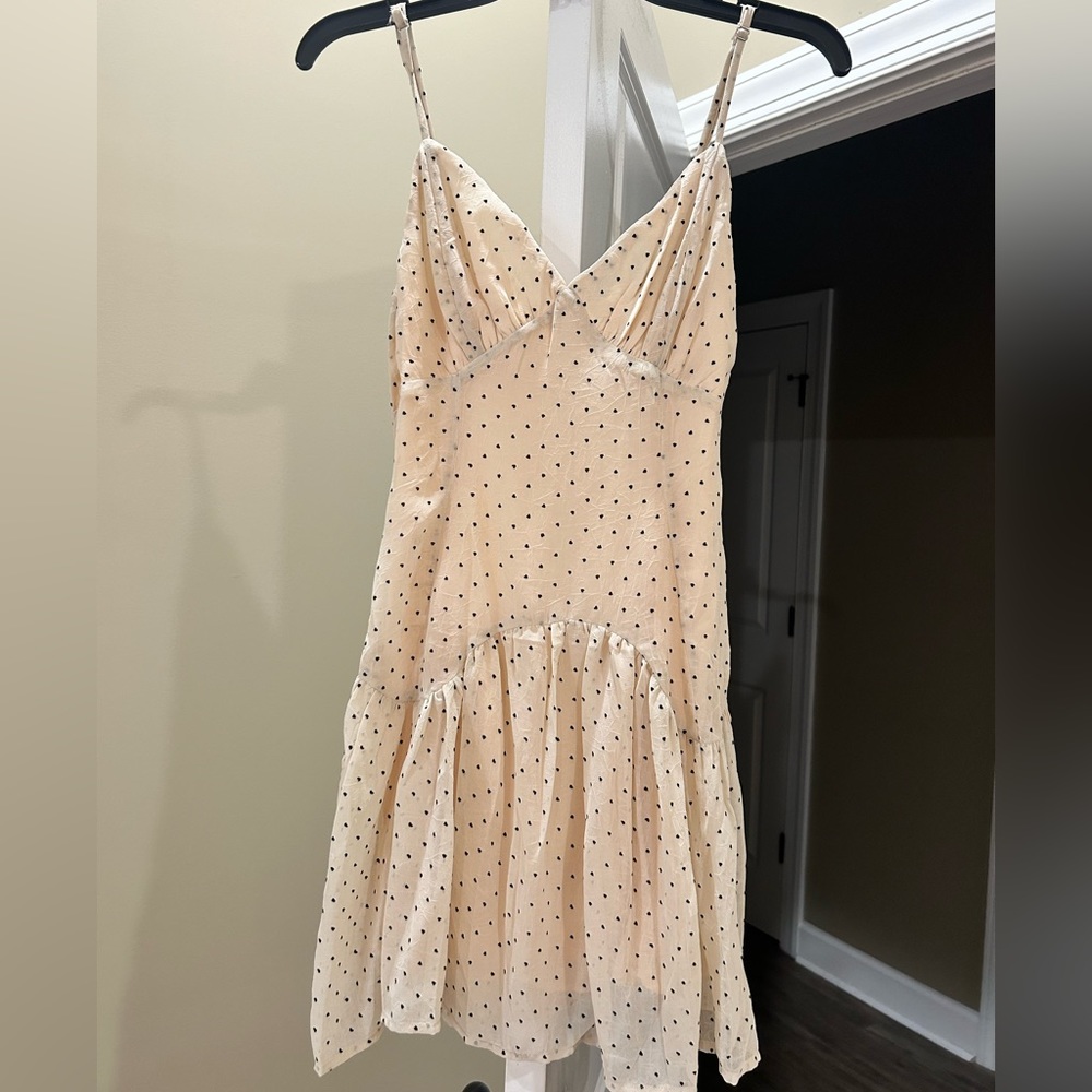 Cream Dress with Black Heart Details